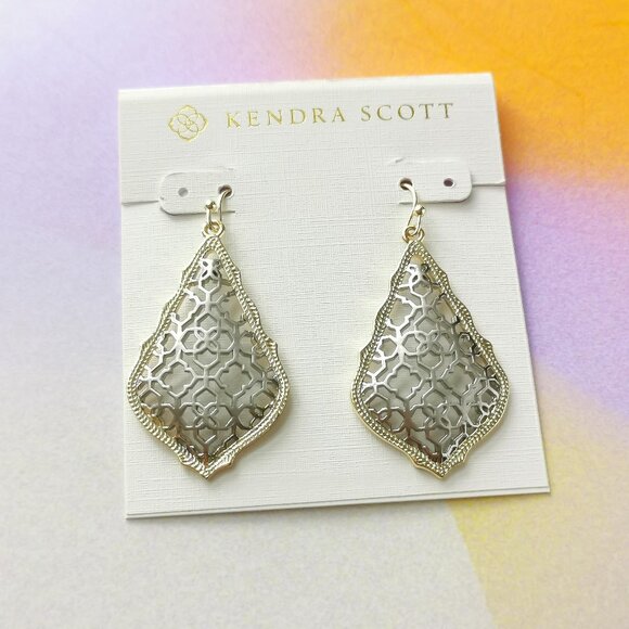 Kendra Scott Addie Gold Silver Filigree Mix Earrings New - Picture 1 of 3